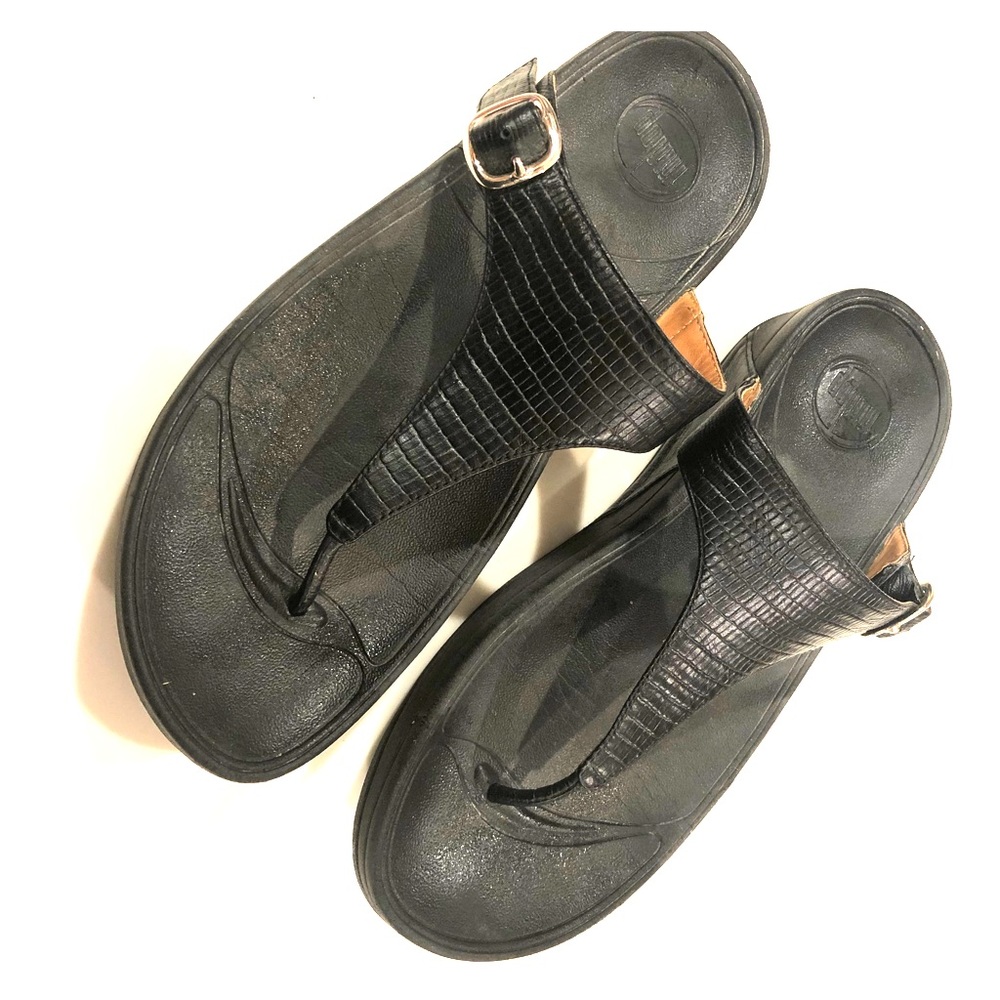 Fitflops, black leather with buckle